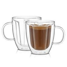 Disney Mickey Mouse 3D Coffee Cups 10oz. Glass Cups Set of 2 Insulated Double Wall Glass Coffee Cups with 3D Design. Insulated Coffee Cup Set. Distinctive Coffee Mugs, Espresso, and Disney Cups.