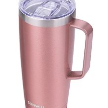 Travel Coffee Mug with Lid - 24oz Insulated Tumbler in Pearlized Rose Gold