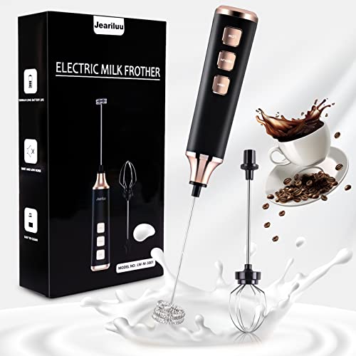 Rechargeable 2-in-1 Handheld Milk Frother with 3-Speed Adjustable Whisks