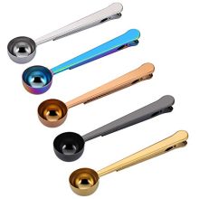 5-Pack 2-in-1 Stainless Steel Coffee Scoop Clip Set - , Milk Powder, Oatmeal, Tea, and Spices