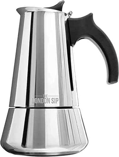 Experience Authentic Italian Espresso with Our London Sip Stainless Steel Stove-Top Espresso Maker - 6 Cup Capacity.