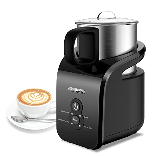 4-in-1 Milk Frother and Steamer for Hot & Cold Foam, Chocolate, Lattes, Cappuccinos - Detachable, Heater and Warmer.