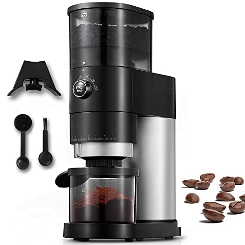 Conical Burr Coffee Grinder, Over 40 Precise Grind Setting for Espresso, Drip Coffee, French Press and Percolator Coffee, Burr Coffee Conical Grinder with Removable Design for Simple Cleansing.