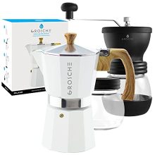 Milano Stovetop Espresso Maker & Bremen Manual Coffee Grinder Bundle - Rich Espresso, Freshly Ground