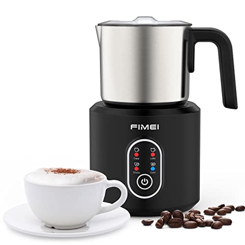 Milk Frother and Steamer for Coffee - FIMEI 4 in 1 Removable Electric Milk Heater, 8.4oz/250ml Chilly and Scorching Milk Foamer for Cappuccino, Latte, Chocolate, Auto-off & Straightforward Cleansing.