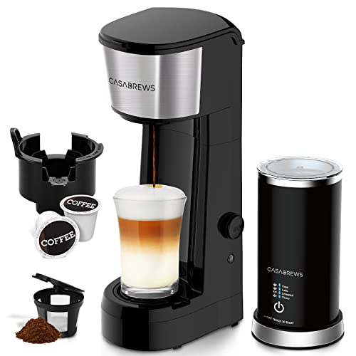 K Cup 2 in 1 Coffee Maker with Milk Frother