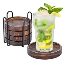 Drink Coaster with Holder for Coffee Wooden Table