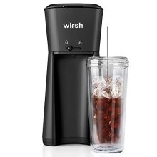 Revolutionize Your Mornings with the Wirsh Iced Coffee Maker: Enjoy Freshly Brewed Coffee in a Snap with Single-Serve Convenience, a 22 oz Tumbler, and a Reusable Filter - Available in Sleek Black!