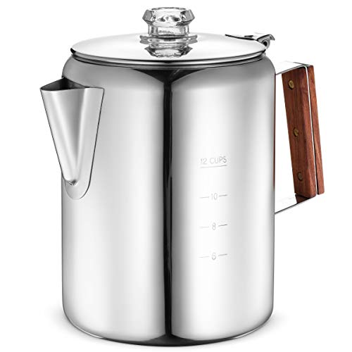 Eurolux Percolator Coffee Maker Pot - 12 Cups | Durable Stainless Steel Material