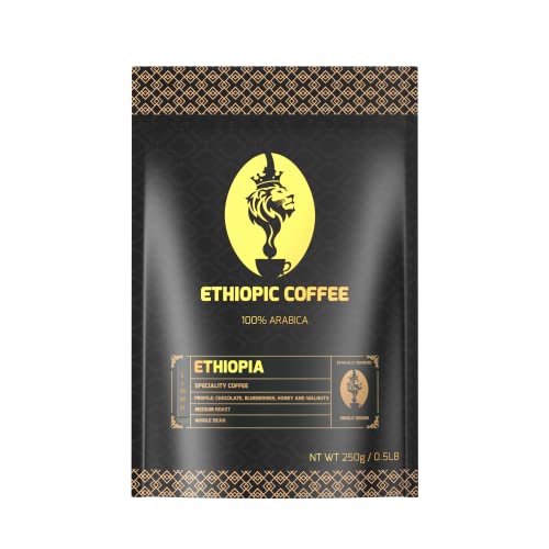 Indulge in the Rich Flavors of Fresh Roast Ethiopian Espresso - 0.5 Pound Bag of Specialty Whole Bean Medium Roast - Ethically Traded from the Limu Region - Low Acidity for a Truly Satisfying Experience
