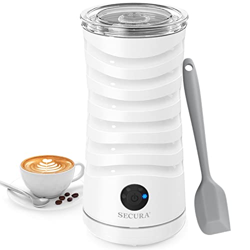 Secura Electric Milk Frother: 4-IN-1 , and More - Enjoy Hot & Cold Froth with Automatic Steaming and Silent Operation!