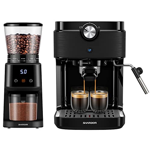 Espresso Machine and Conical Coffee Grinder Bundle