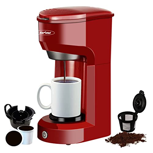 Enjoy Your Perfect Cup Anytime with the Red Single Serve Coffee Maker - ETL Certified and Easy One-Touch Control!