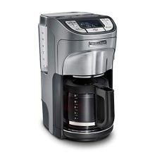 Hamilton Beach Professional Programmable Drip Coffee Maker, 12 Cup Capacity Ergonomic Carafe, 60oz Removable Reservoir, Brushed Metal (49500)
