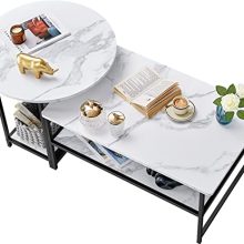 White Marble Coffee Table Set of 2