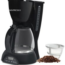 8-Cup Drip Coffee Maker Programmable, Coffee Pot Machine Including Reusable and Removable Coffee Filter, Black Electric Coffee Maker - By Mixpresso