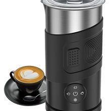 Milk Frother-Rocyis 4 in 1 Milk Frother and Steamer, 12oz/350ml Hot Cold Foam Maker-Espresso Frother for Latte, Cappuccino, Hot Chocolate-Milk Heat Frother, Black 