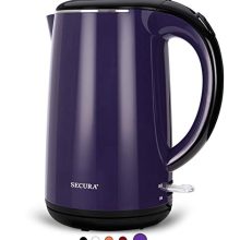 Secura SWK-1701DP The Unique Stainless Metal Double Wall Electric Water Kettle 1.8 Quart, Darkish Purple.