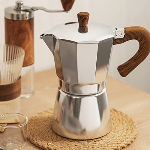 Moka Pot, Italian Coffee Maker, Coffee Pot 6 cup/10 OZ Stovetop Espresso Maker for Fuel or Electrical Ceramic Stovetop Tenting Guide Cuban Coffee Percolator for Cappuccino or Latte.