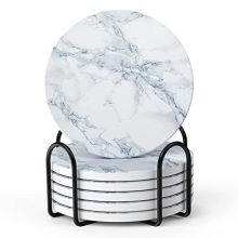 White Marble Coasters for Coffee - protect any table from coffee stain