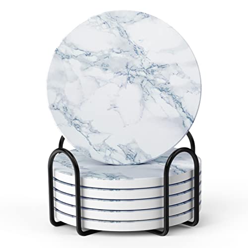 White Marble Coasters for Coffee - protect any table from coffee stain