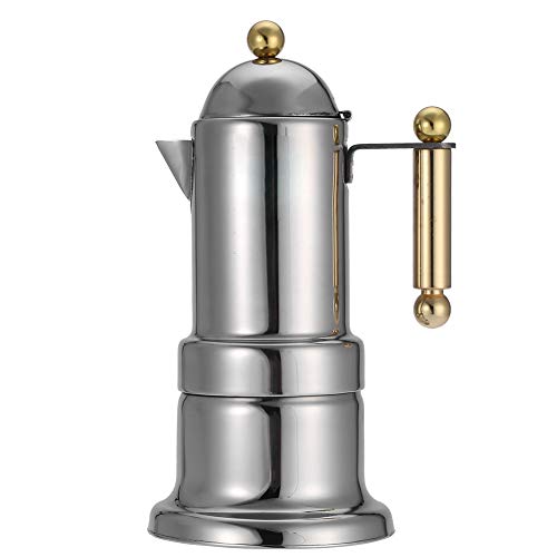 Moka Stainless Steel Stovetop Espresso Maker, Moka  Stovetop Espresso Coffee Maker with Safety Valve 4 Cups, 10 * 10 * 21cm.