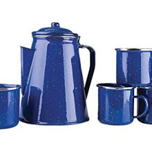 8 Cup Enamel Percolator Set with Four Mugs