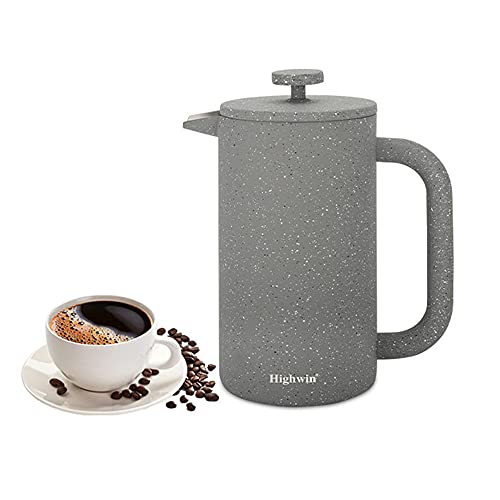 8-Cup/34-Ounce Double Wall Insulated Stainless Steel French Coffee Press, Durable Coffee Tea Maker with Stainless Steel Plunger (Graphite Grey).