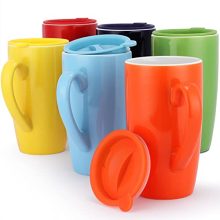 6-Pack Colorful Ceramic Coffee Mug Set with Lids