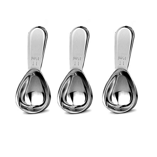 Stainless Steel Coffee Scoop Set with Short Handles - Perfect for Coffee, Tea, Sugar or Flour - Includes 3 Spoons with 15ml Capacity.