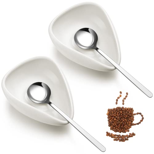 Small Coffee Spoon Rest and Spoon made of Ceramic