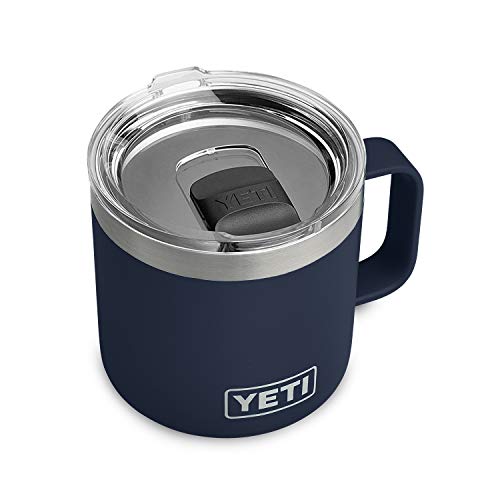 YETI Rambler 14 oz Mug, Vacuum Insulated, Stainless Metal with MagSlider Lid, Navy.