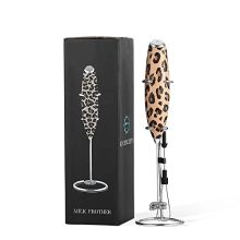Unleash the Power of the Leopard Print Double Whisk Milk Frother and Egg Beater