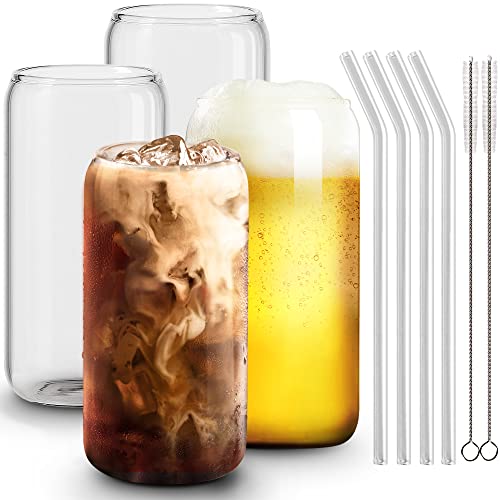 Iced Glass Cups with Straws Set