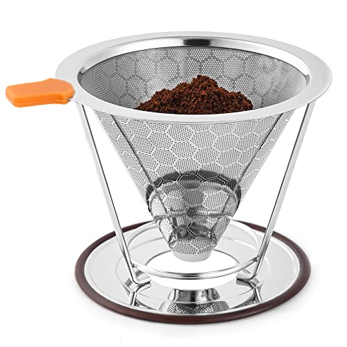 304 Stainless Steel Pour Over Coffee Maker with Reusable Filter and Removable Cup.