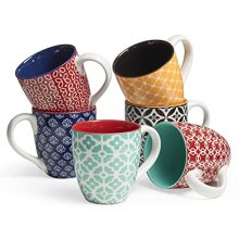 Your Sips with Our Set of 6 Large Porcelain Coffee Mugs - 19 oz Capacity - Vibrant Colors