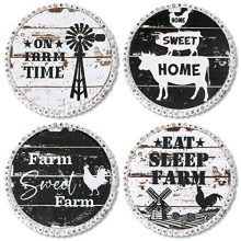4 Items Farmhouse Coasters for Drinks Beaded Wood Coasters for Espresso Desk Rustic Model Farm Candy Farm Animal Coaster Set Spherical Beaded Windmill Coasters for Housewarming Bar Dwelling Kitchen Decor.