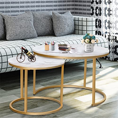 White Marble Nesting Coffee Table for Small Place 2 Units Trendy Furnishings Residing Room Units Finish Facet Table Evening Stand for Mattress Room Eating Room Backyard 4 you.