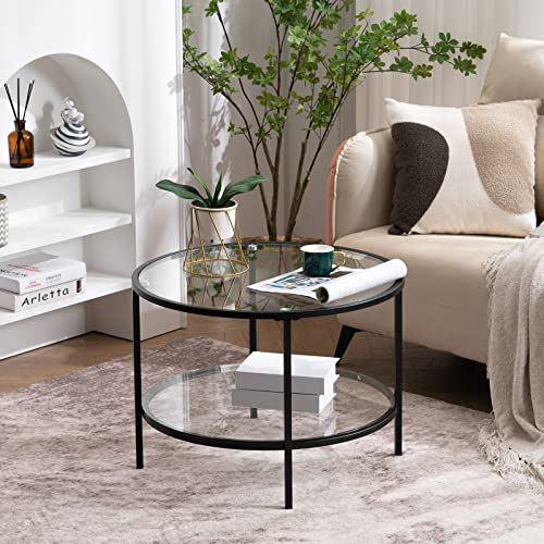 Modern Elegance: 2-Tier Glass Coffee Table for Stylish Living Spaces