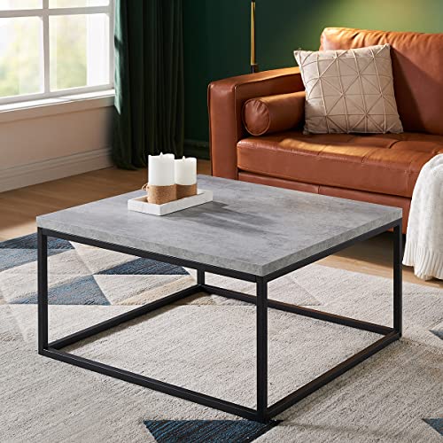 Modern Industrial Square Coffee Table - 30" Concrete