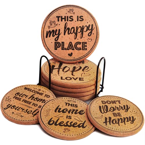 Cork Coasters for Drinks Absorbent with Holder