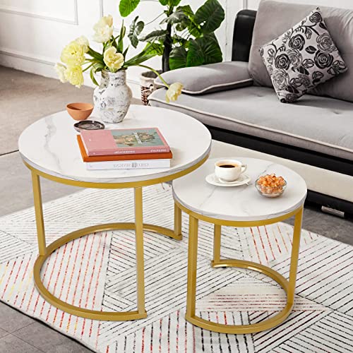 Marble Round Nesting Coffee Table Set