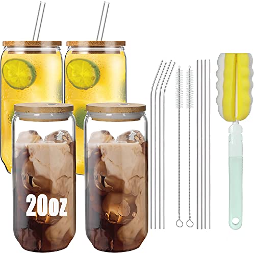Tumbler Cup & with Bamboo Lids and Glass Straw for Coffee