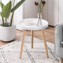 APICIZON Modern White Tray End Table - Stylish and Sturdy