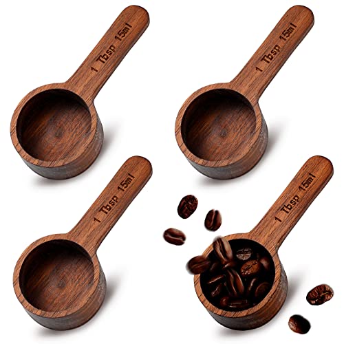 Skyley 4 Items Coffee Spoon Wood Coffee Scoop Coffee Measure Scoop Wood Desk Spoon Coffee Floor Wooden Tablespoon for Brown approx. 15 ml/ 0.5 oz