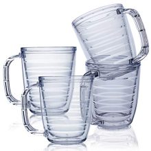 Glass Clear Coffee Mugs Set of 4