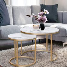 Golden Frame Coffee Table Nesting White Set