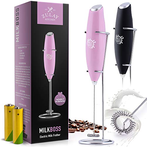 Coffee Perfection with the Milk Boss Electric Milk Frother - Batteries Included, in Rose Pink