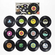 Vintage Vinyl Record Coasters - Set of 12, Perfect for Drinks, Music Decor, and Housewarming Gifts!