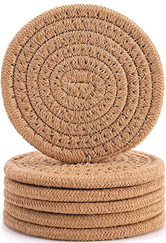 Round Woven 6 Pcs Coasters for Coffee